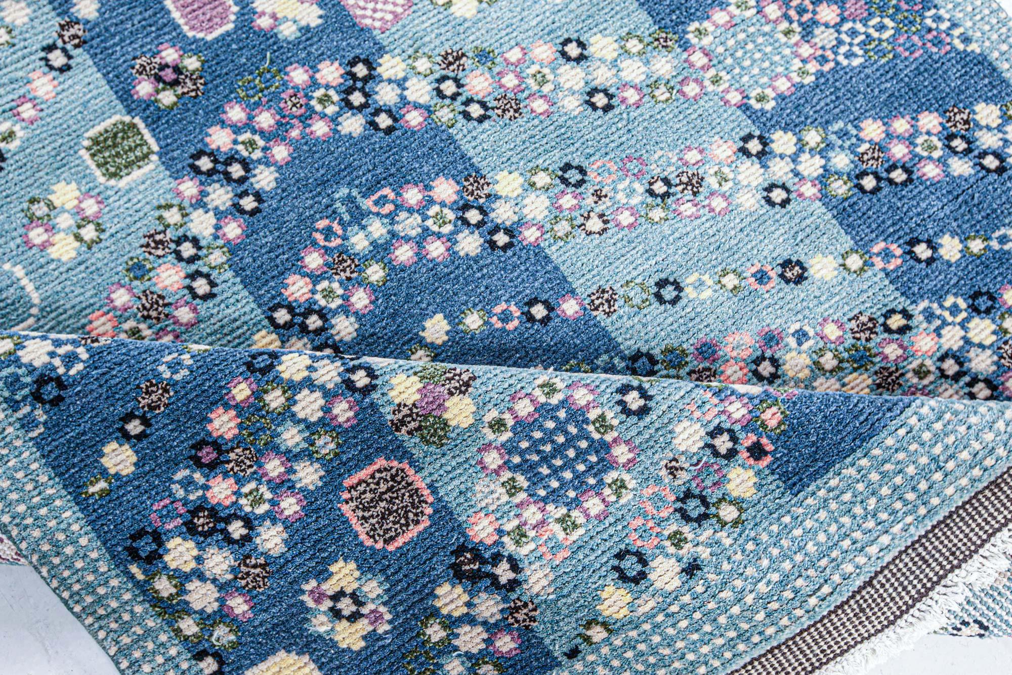Wool Swedish Rya Style Rug in Jewel Tones by Doris Leslie Blau For Sale
