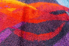 Swedish Rya Wool Rug Vintage Signed E.F.G.3, 1950-1970