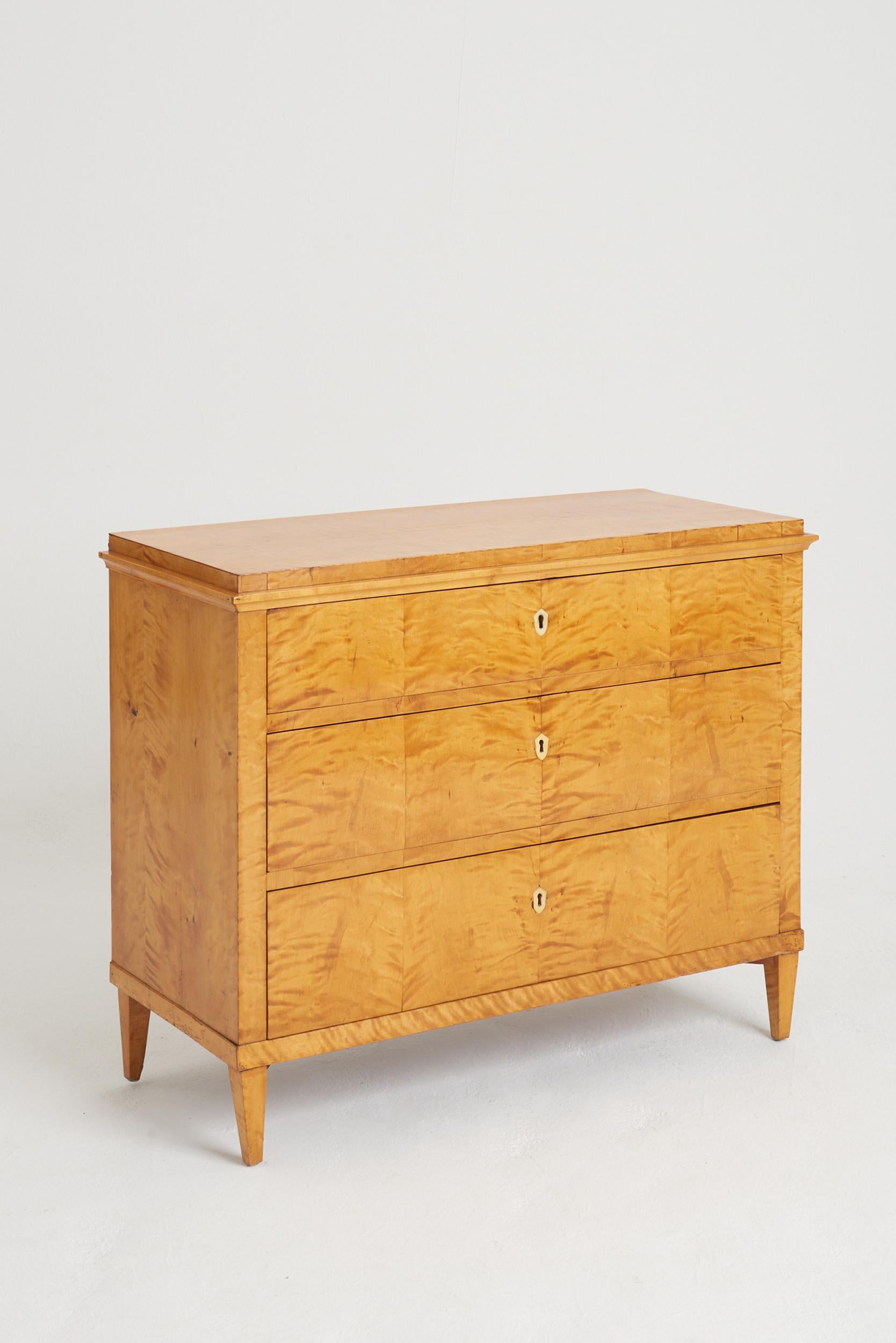 Biedermeier Swedish Satin Birch Chest of Drawers