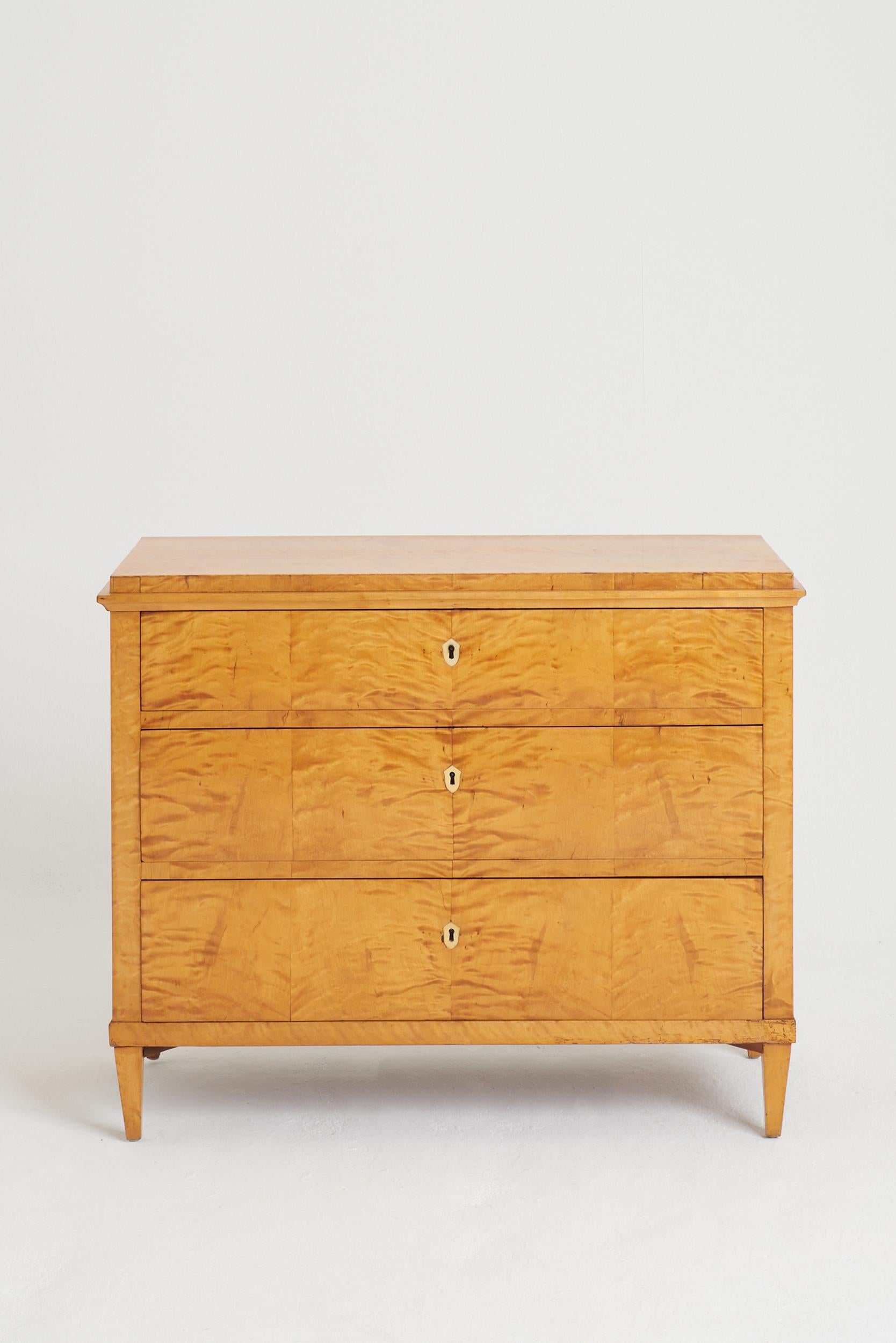 19th Century Swedish Satin Birch Chest of Drawers