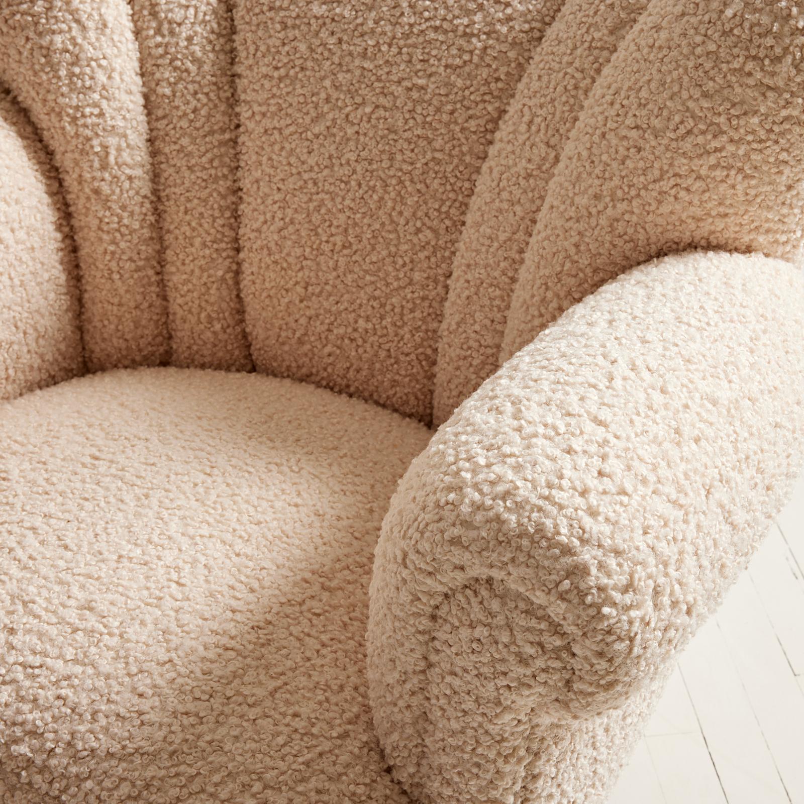 Bouclé Swedish Scandinavian 1940's Wingback Chair in Sherpa Boucle