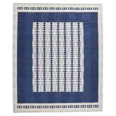 Alfombra sueca escandinava Kilim azul inspirada en Irma Kronlund