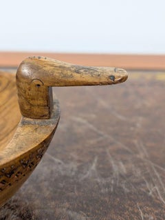 Swedish Scandinavian Folk Art Birch Kåsa Cup with Duck Head Finial ca 1910