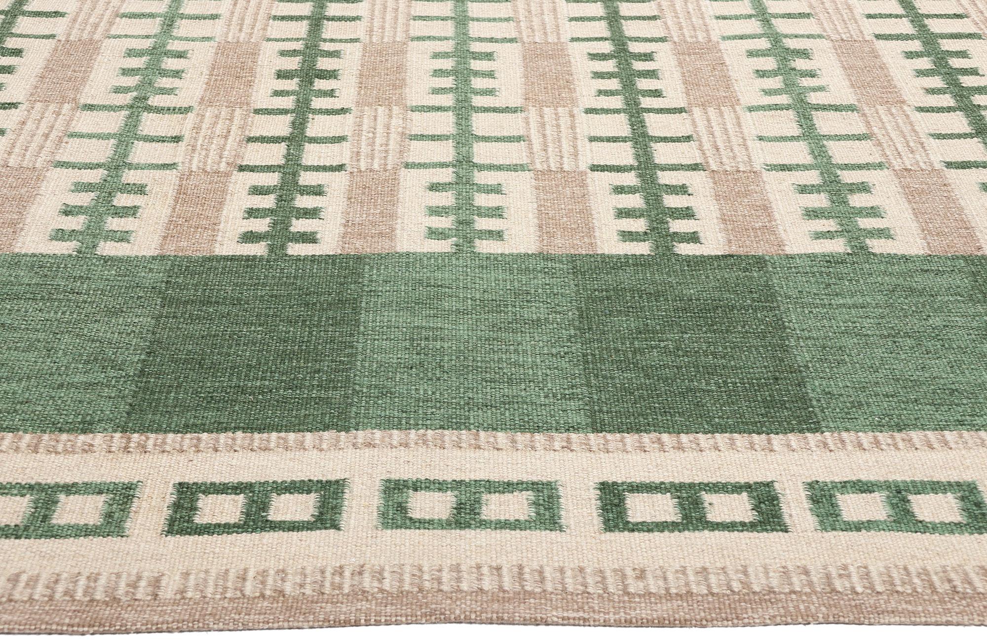 Alfombra Kilim Verde Escandinava Sueca Inspirada por Irma Kronlund Indio en venta