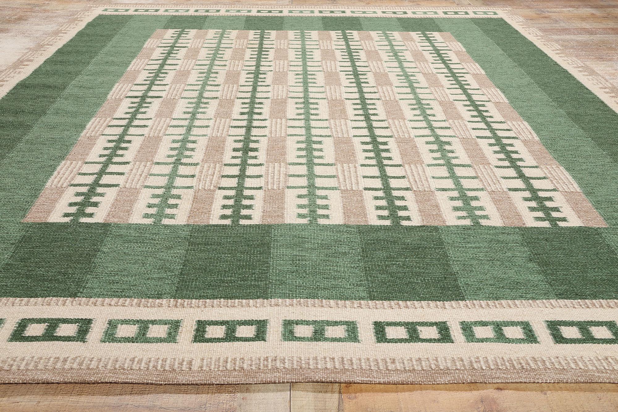Alfombra Kilim Verde Escandinava Sueca Inspirada por Irma Kronlund Lana en venta