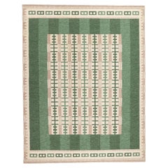 Alfombra Kilim Verde Escandinava Sueca Inspirada por Irma Kronlund