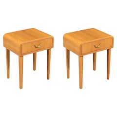 Comodini in rovere in stile moderno scandinavo svedese con maniglia in ottone