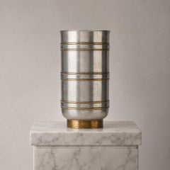 Schwedische Vase im skandinavischen Modern-Stil aus Zinn und Messing von Edvin Ollers, 1941