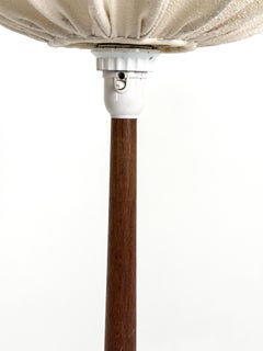 Swedish Scandinavian Modern Teak Tripod Floor Lamp with Original Pleated Fabric