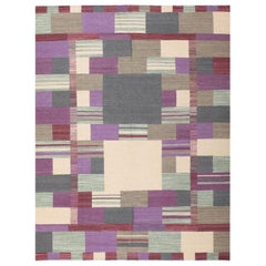 Swedish Scandinavian Style Modern Kilim Rug. Size: 7 ft x 9 ft 1 in