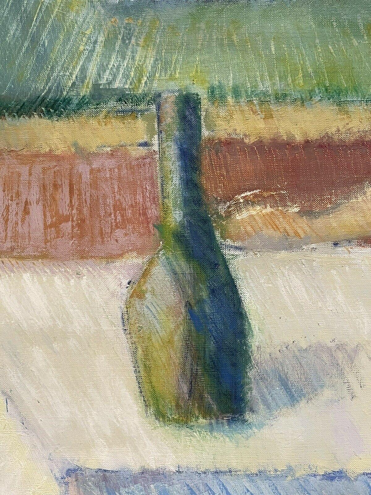 DIPINTO AD OLIO SVEDESE DELLA METÀ DEL XX SECOLO - FIGURA CHE BEVE AL TAVOLO DEL BISTROT - Painting di Swedish School