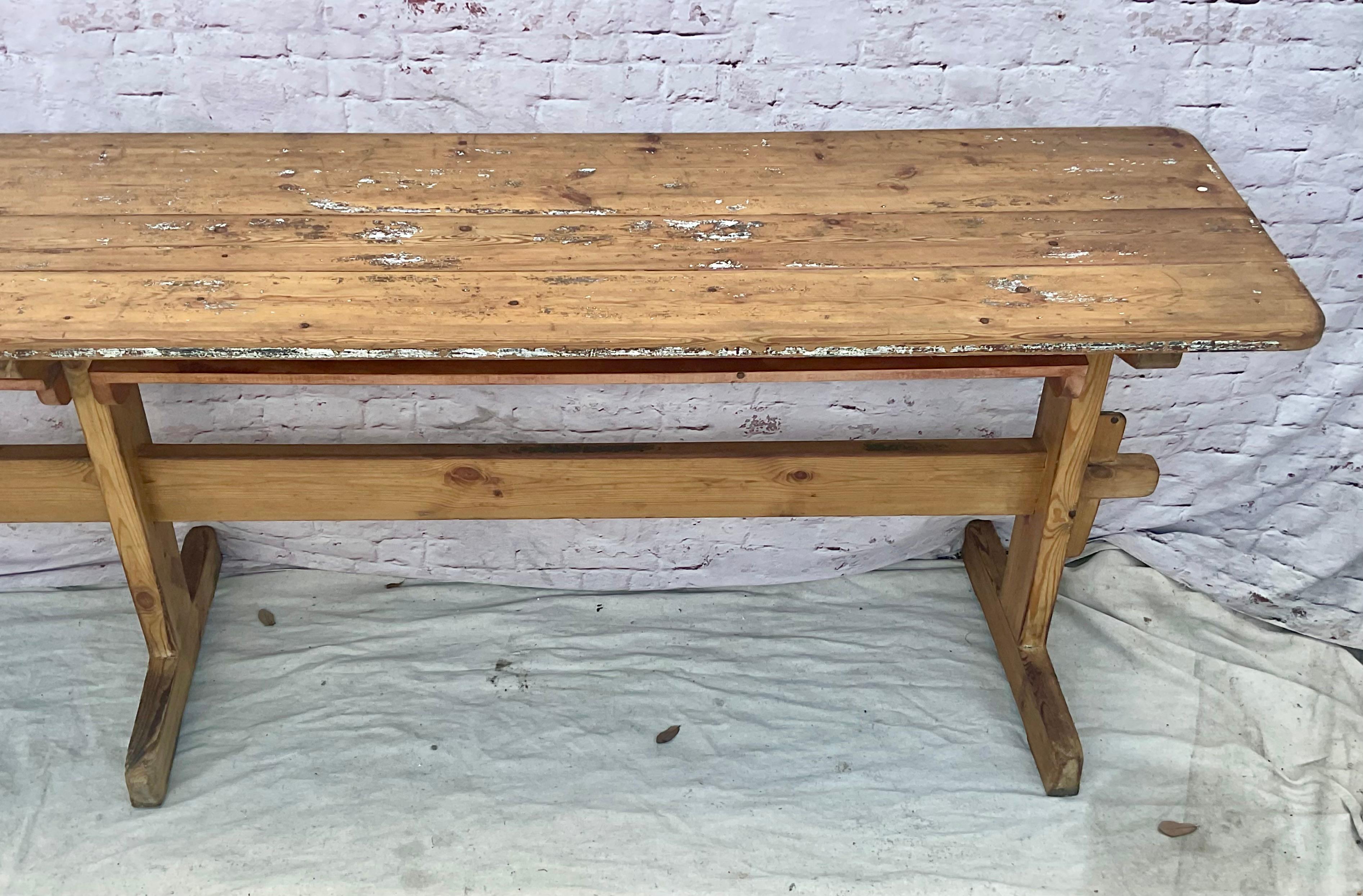 Gustavian Swedish Scrubbed Pine Long Table