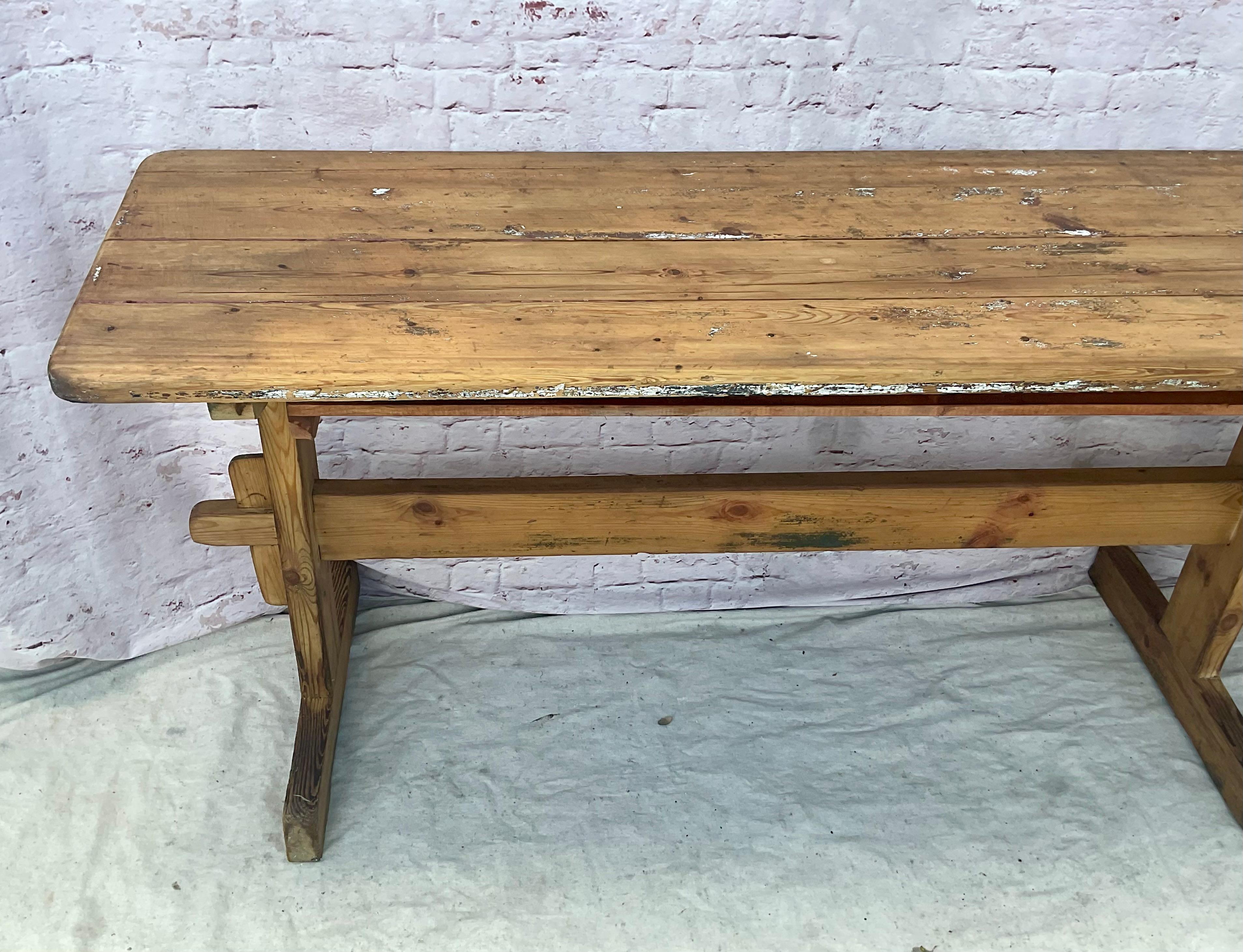 Swedish Scrubbed Pine Long Table In Good Condition In Bradenton, FL