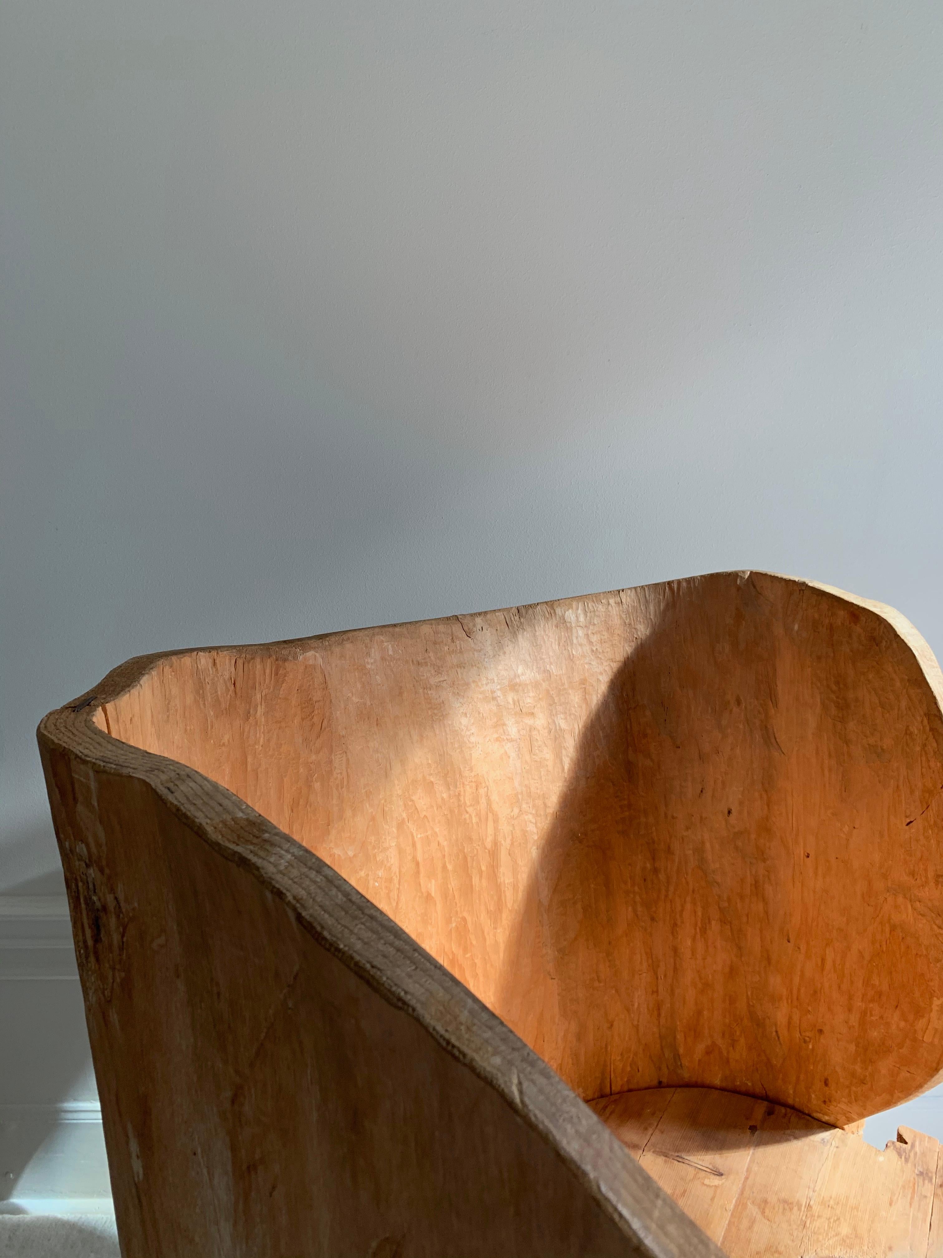 Hand-Crafted Swedish Sculptural Brutalist Stump Chair in Pine, circa 1950s