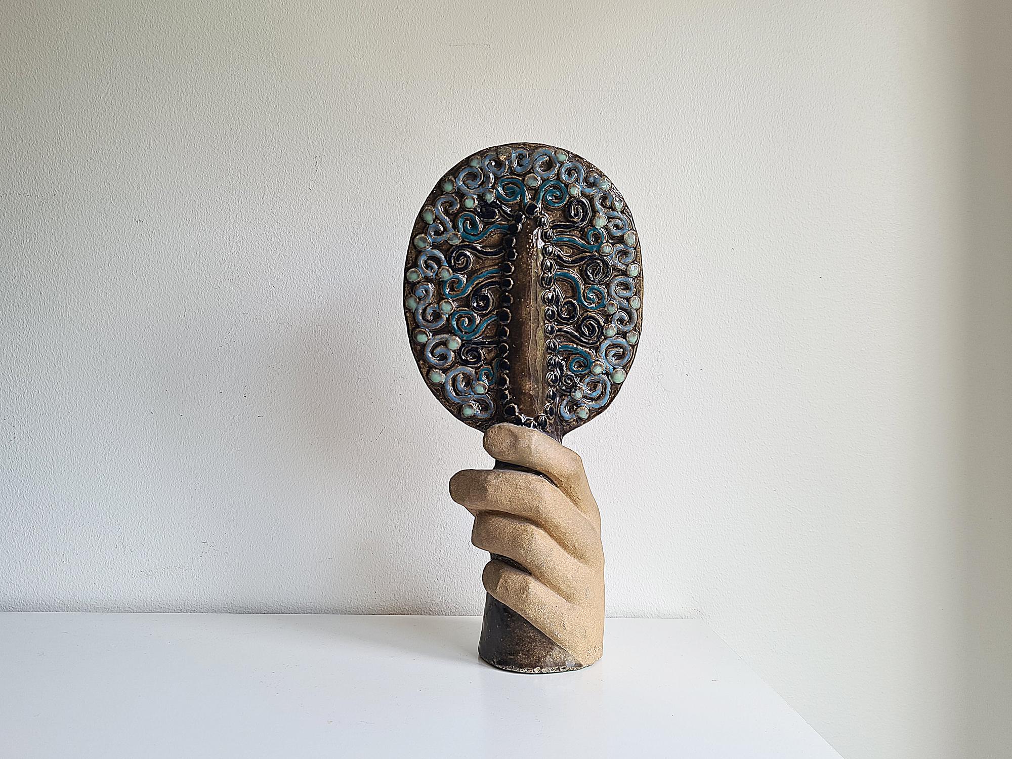 Late 20th Century Swedish Modern Sculptural Mirror by Stig Carlsson 1970s For Sale