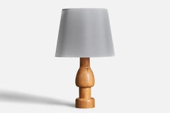 Swedish, Sculptural Table Lamp, Solid Pine, Sweden, 1970s