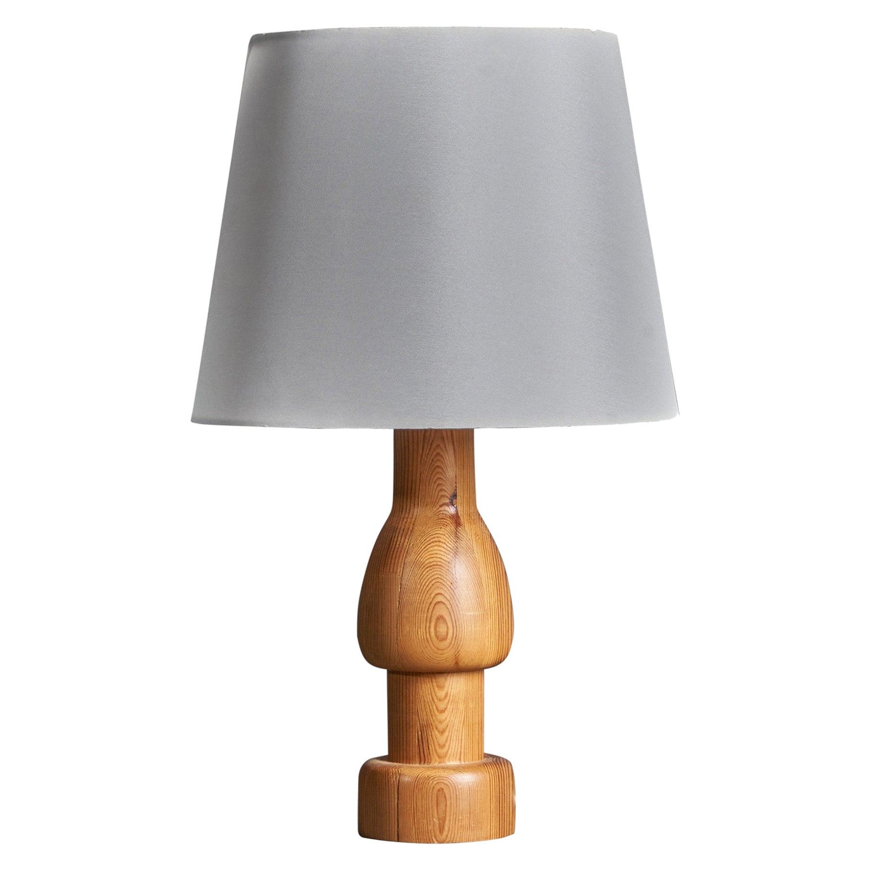 Swedish, Sculptural Table Lamp, Solid Pine, Sweden, 1970s