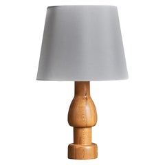 Swedish, Sculptural Table Lamp, Solid Pine, Sweden, 1970s