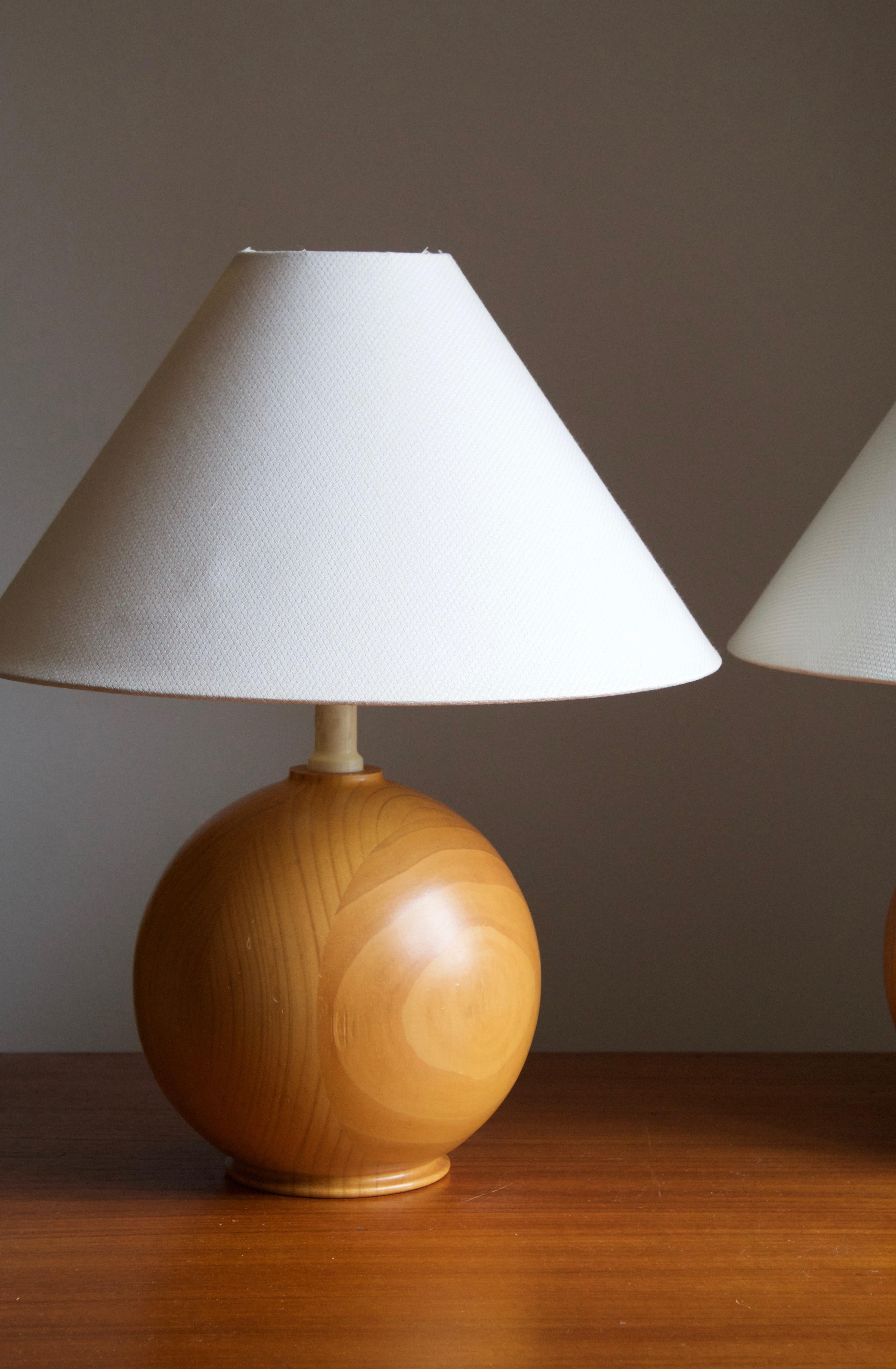 Mid-Century Modern Swedish, Sculptural Table Lamps, Solid Pine, Sweden, 1970s