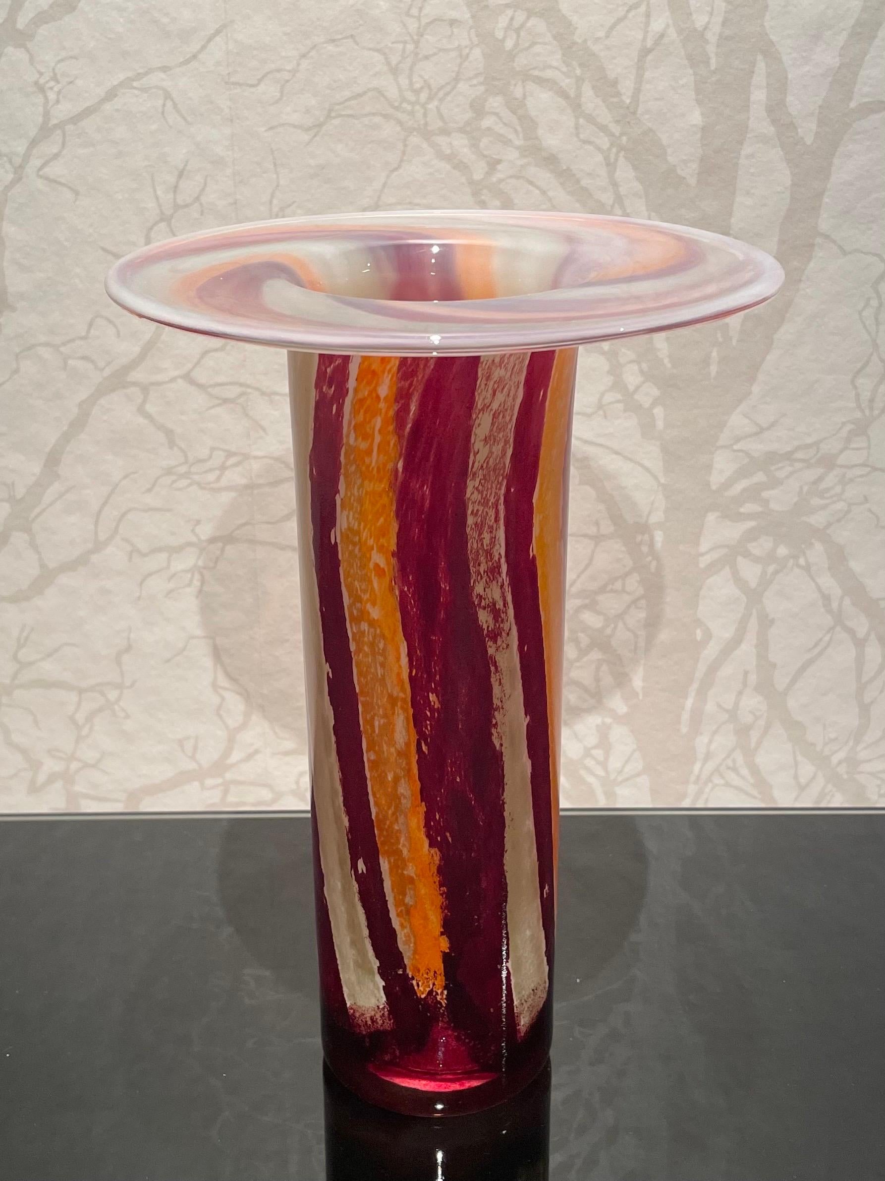 Hand-Crafted Swedish Sculptural Tall Glass Vase by Kjell Engman for Kosta Boda Glasbruk For Sale