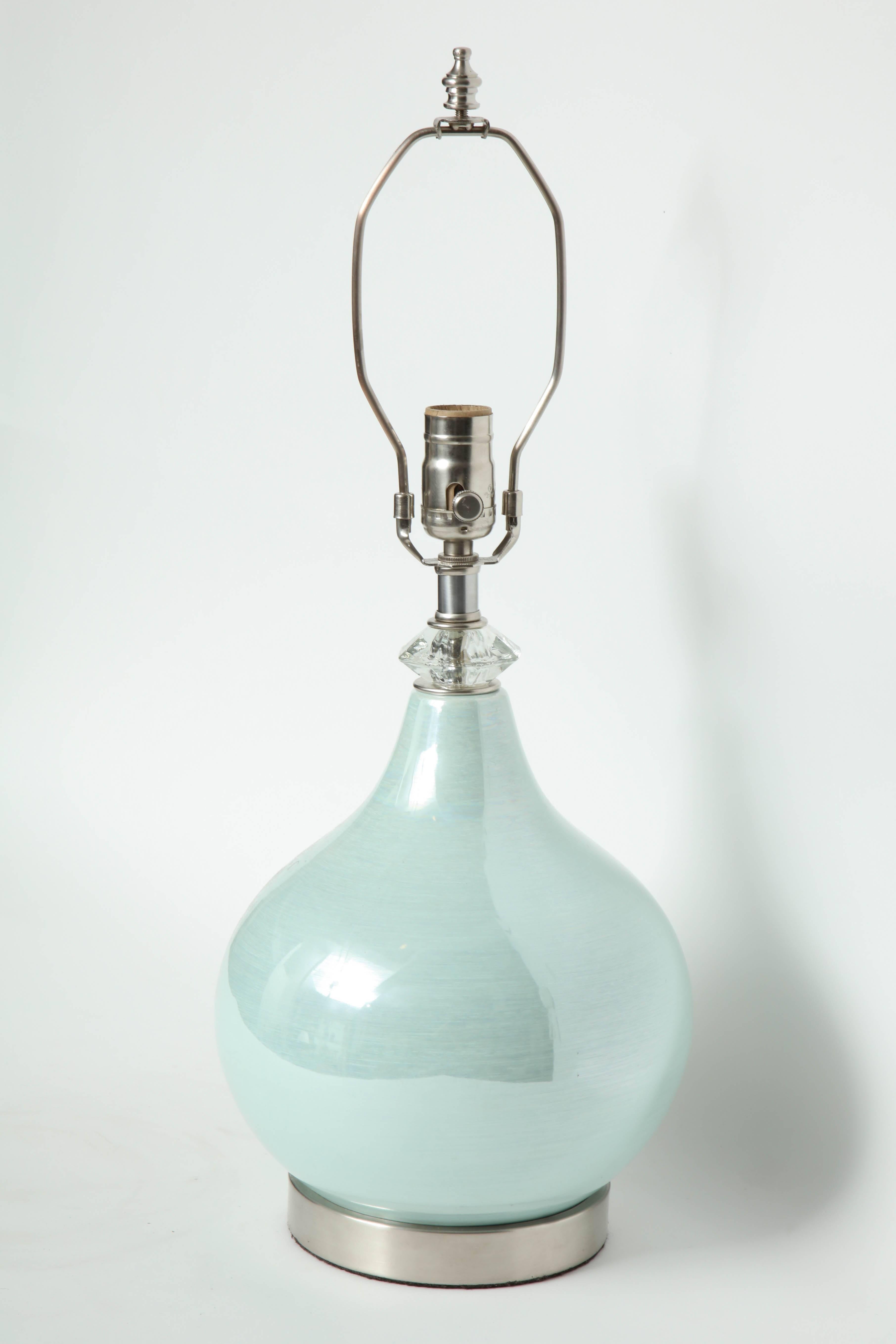 20th Century Swedish Sea Foam Glazed Ceramic Lamps