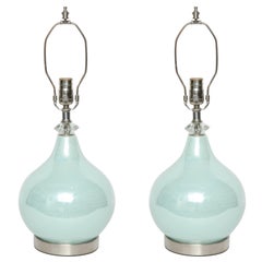 Swedish Sea Foam Glazed Ceramic Lamps Swedish Sea Foam Glazed Ceramic Lamps