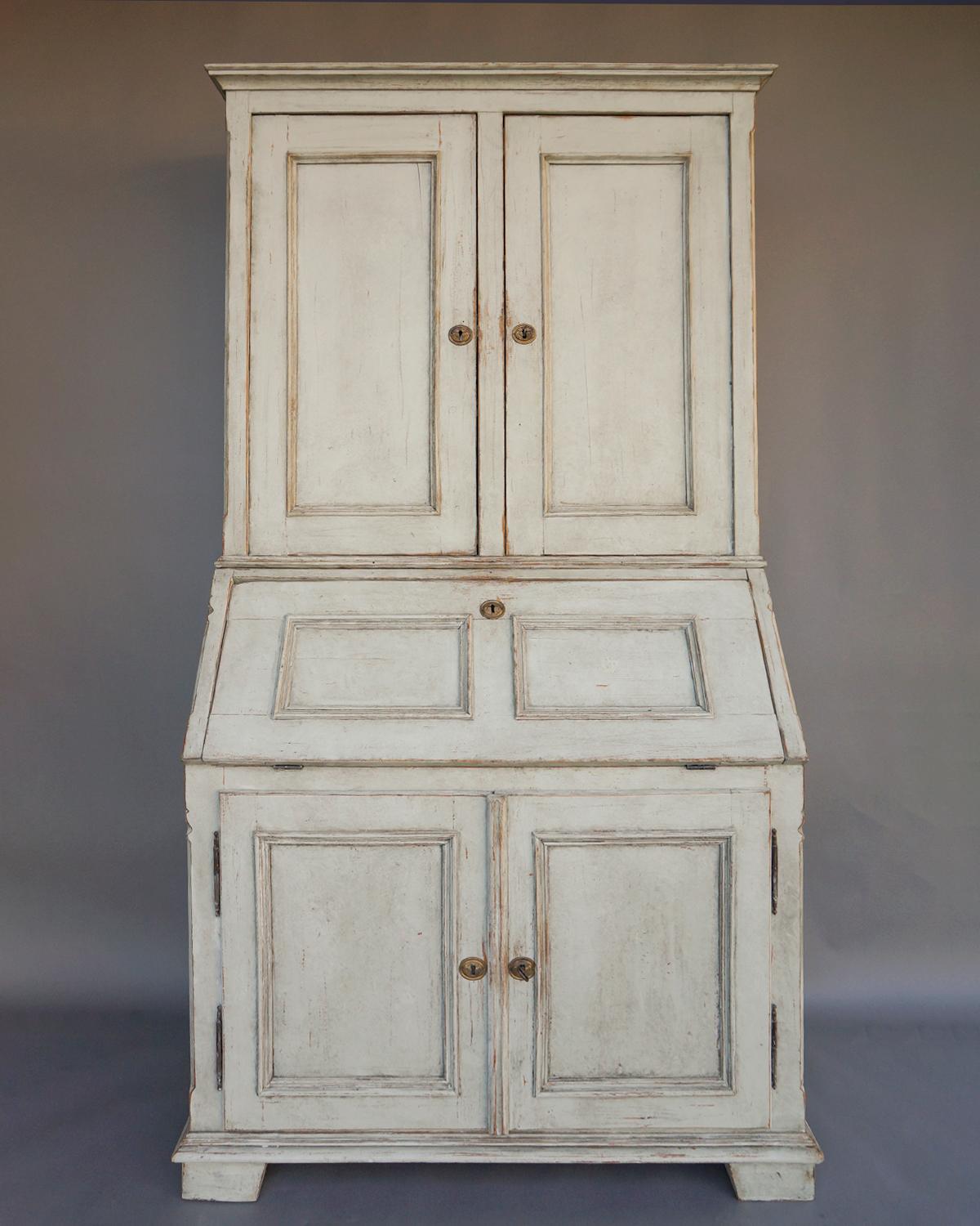 Painted Swedish Secretary in White Paint