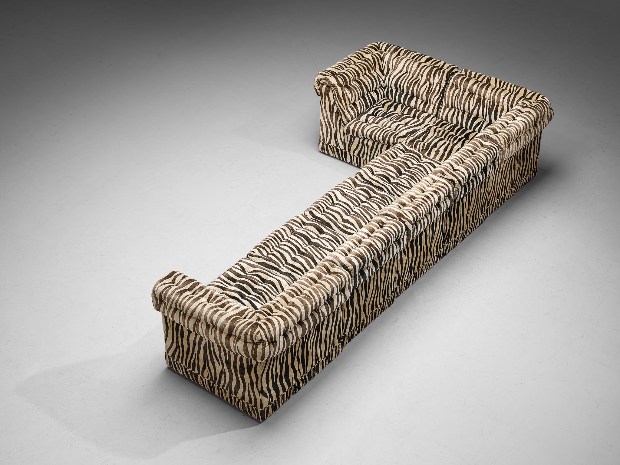 Swedish Sectional Sofa in Zebra Upholstery 2
