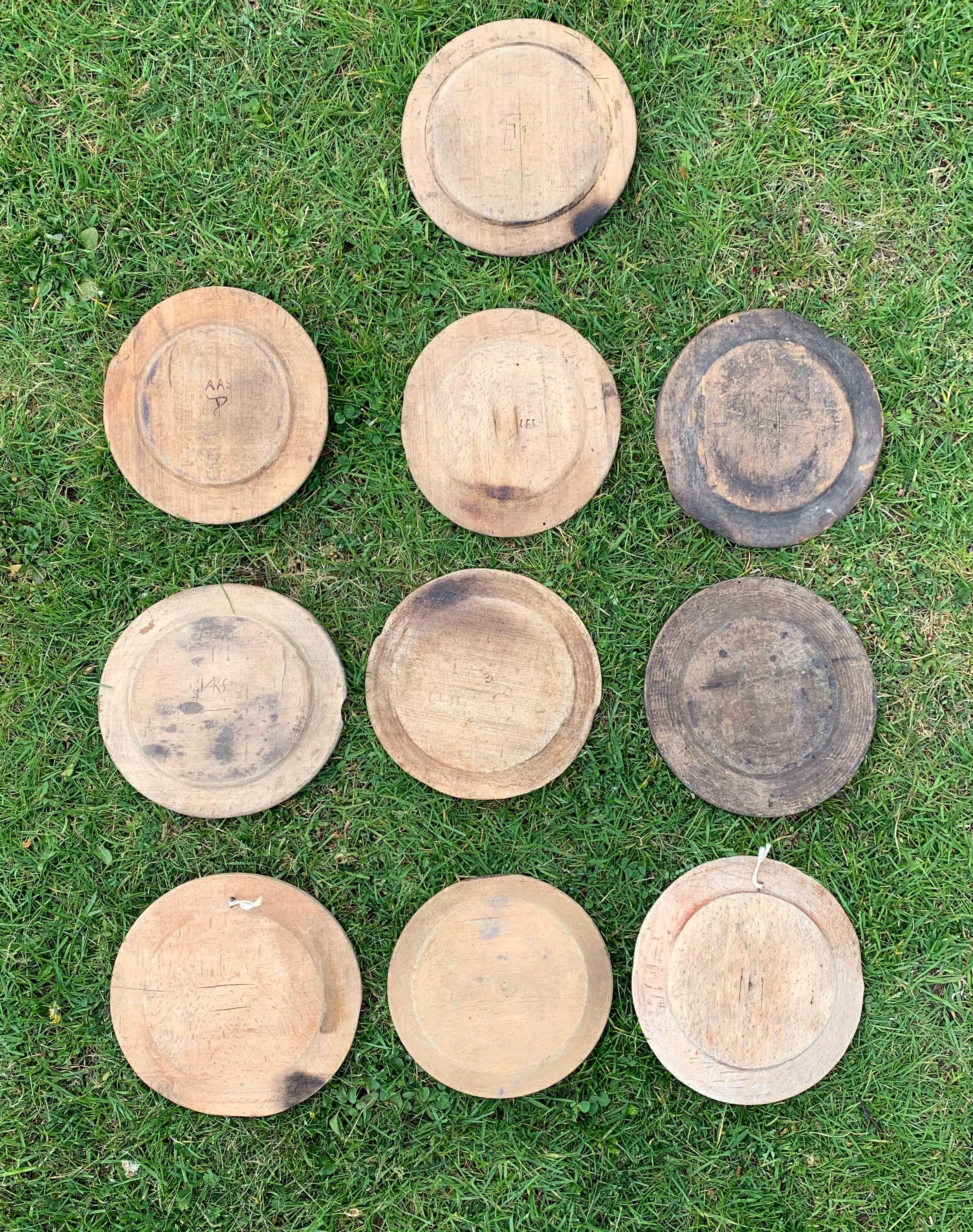 Swedish Set of 10 Wooden Folk Art Dinner Plates 6