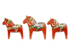 Set svedese di 12 tradizionali cavalli Dala dipinti a mano
