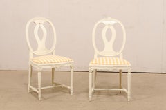 Swedish Set of 4 Side Chairs w/ Pierced Oval Shaped Backs & Upholstered Seats