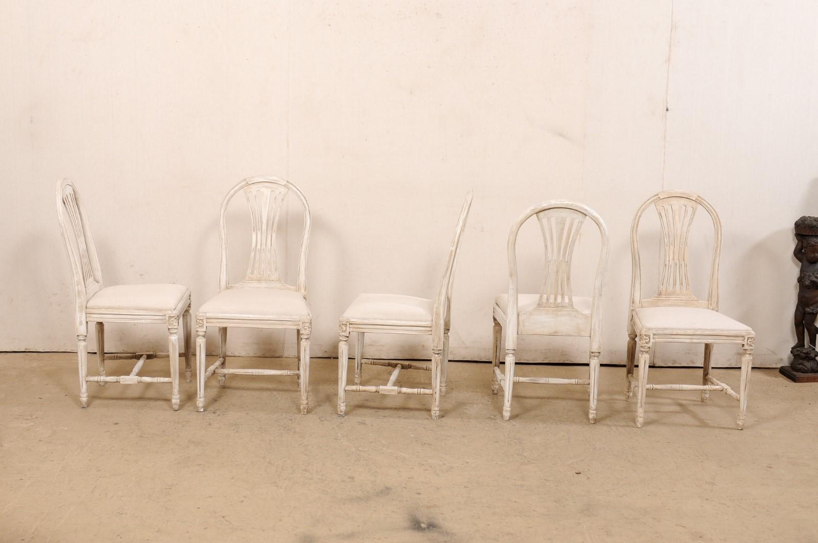 Swedish Set of 8 Gustavian-Style Armchairs with Custom Upholstered Seats 5