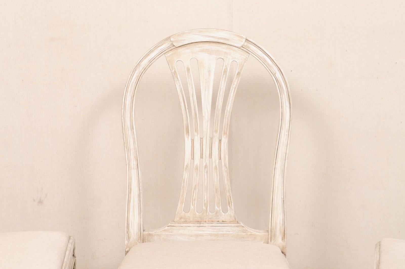 Swedish Set of 8 Gustavian-Style Side chairs with Custom Upholstered Seats 7