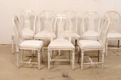 Swedish Set of 8 Gustavian-Style Side chairs with Custom Upholstered Seats