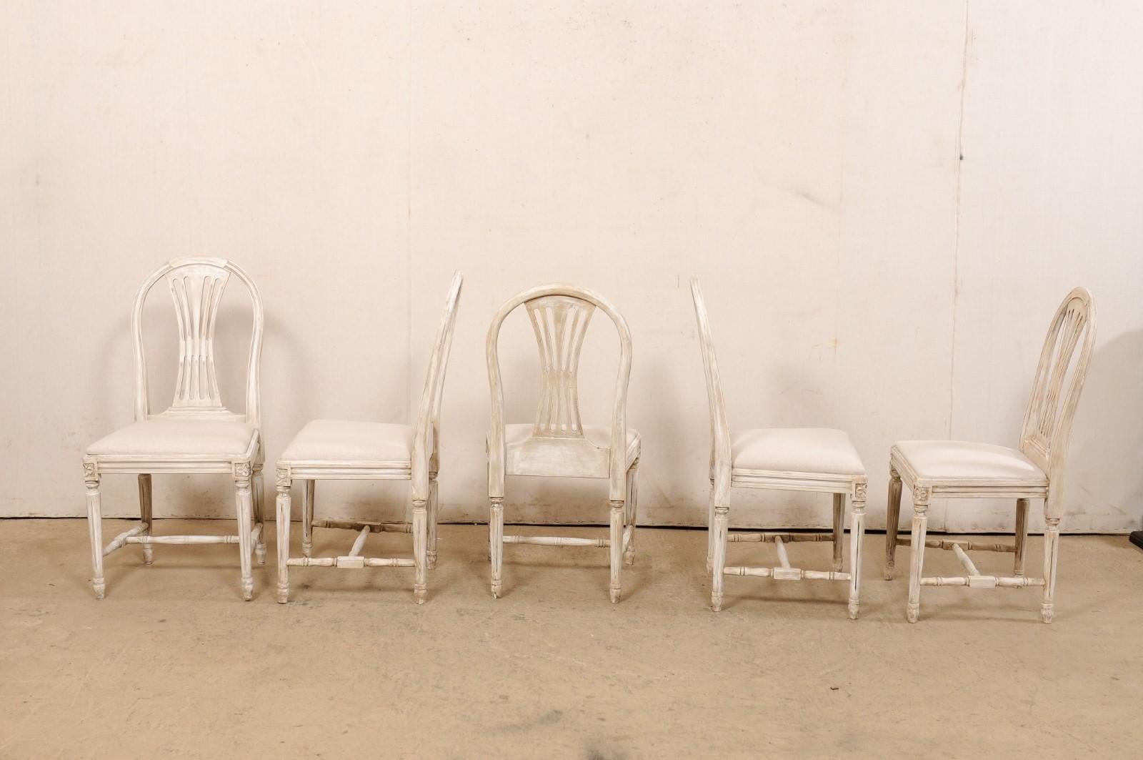 Swedish Set of 8 Gustavian-Style Armchairs with Custom Upholstered Seats 4