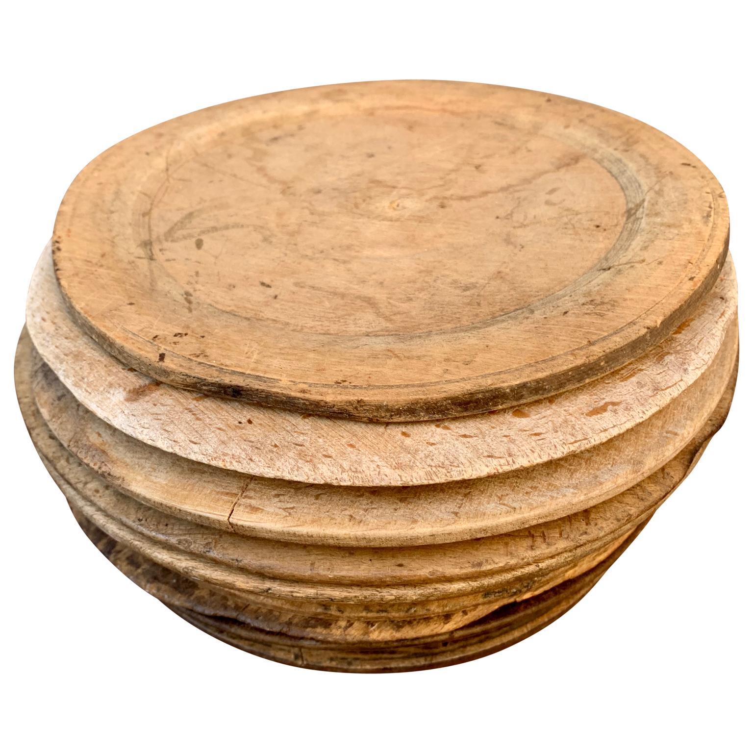 vintage wooden plates