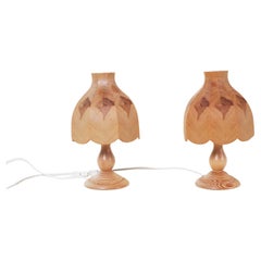 Swedish Set Of Designer Table Lamps Made of Pinewood