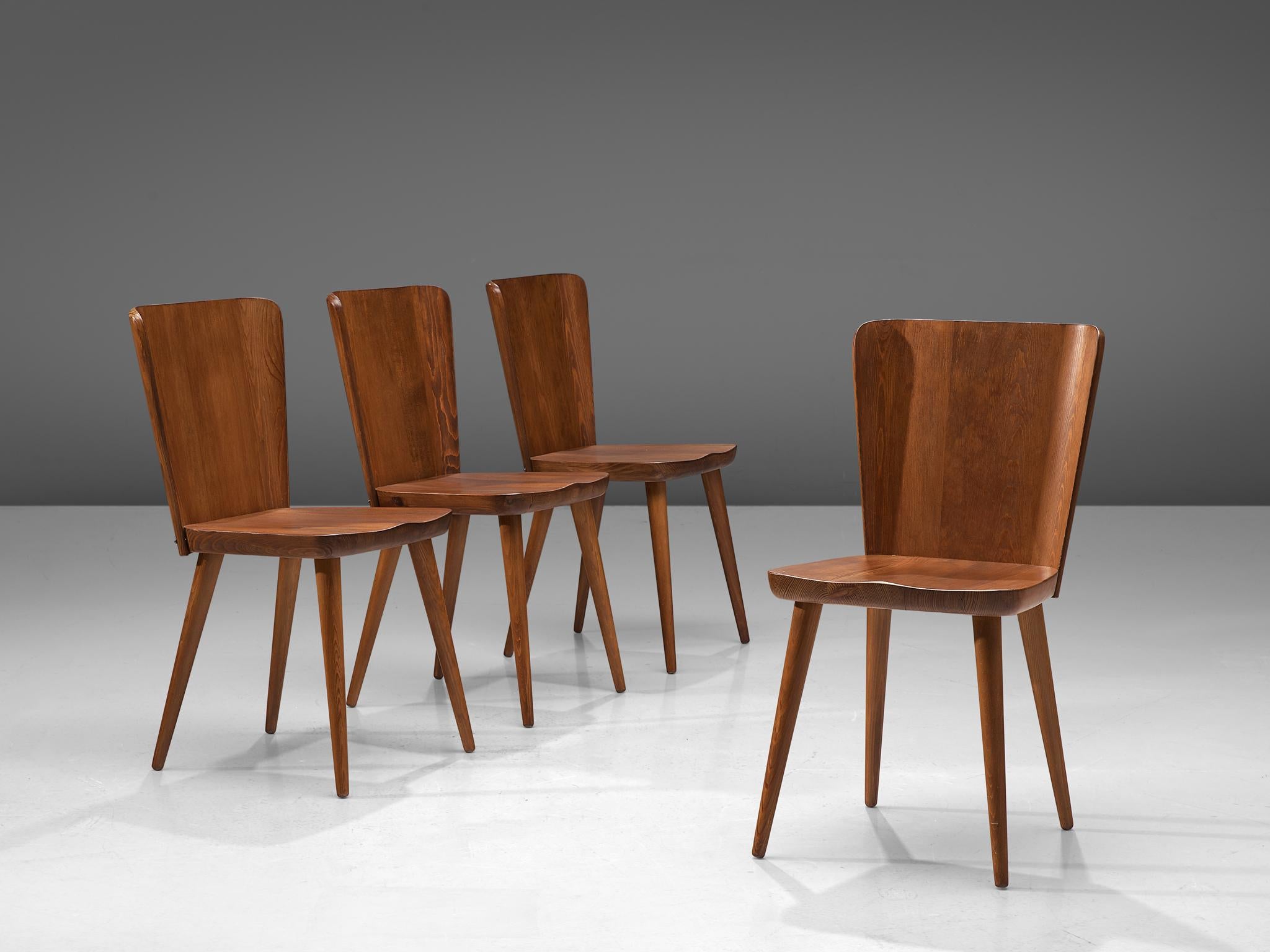 Scandinavian Modern Swedish Set of Four Dining Chairs in Pine by Goran Malmvall