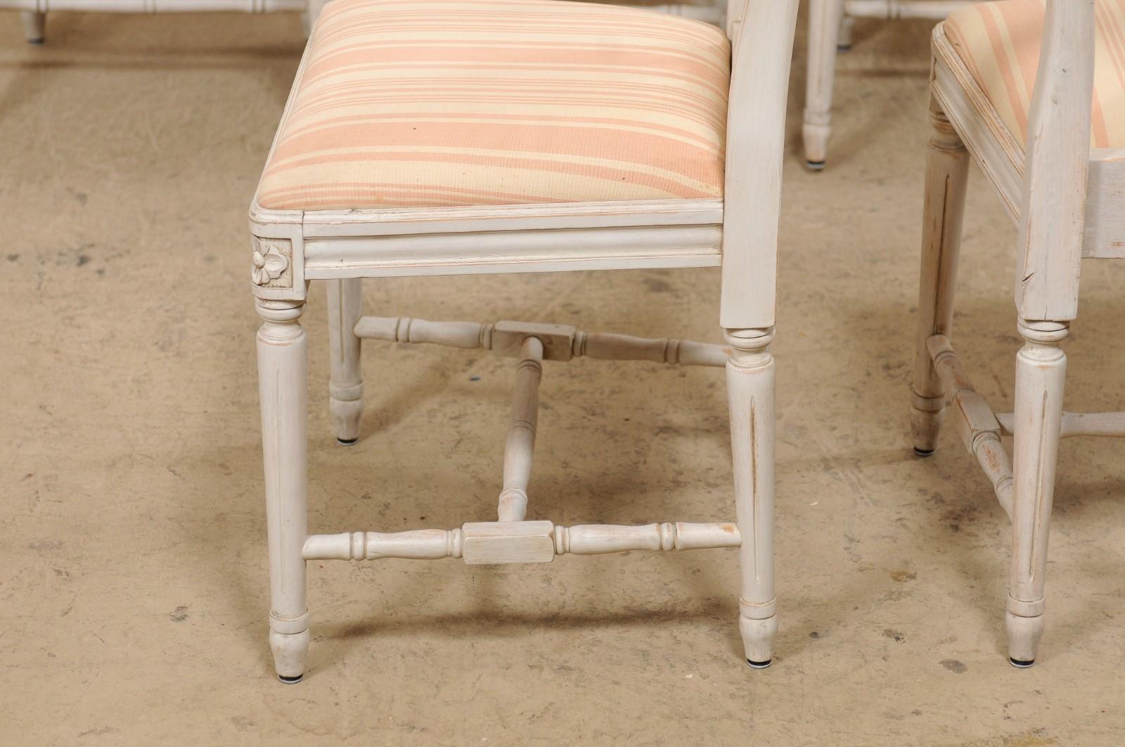 Swedish Set of Six Vintage Side Chairs w/ Pierce-Carved Back Splats For Sale 2