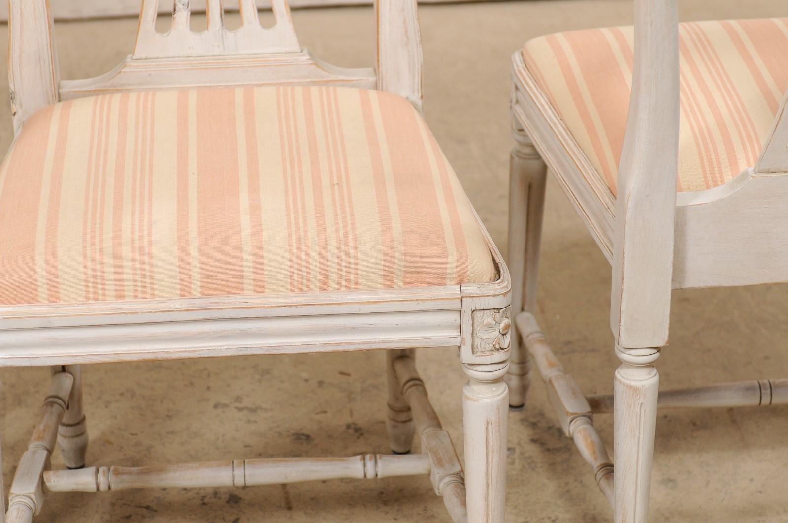 Swedish Set of Six Vintage Side Chairs w/ Pierce-Carved Back Splats For Sale 4