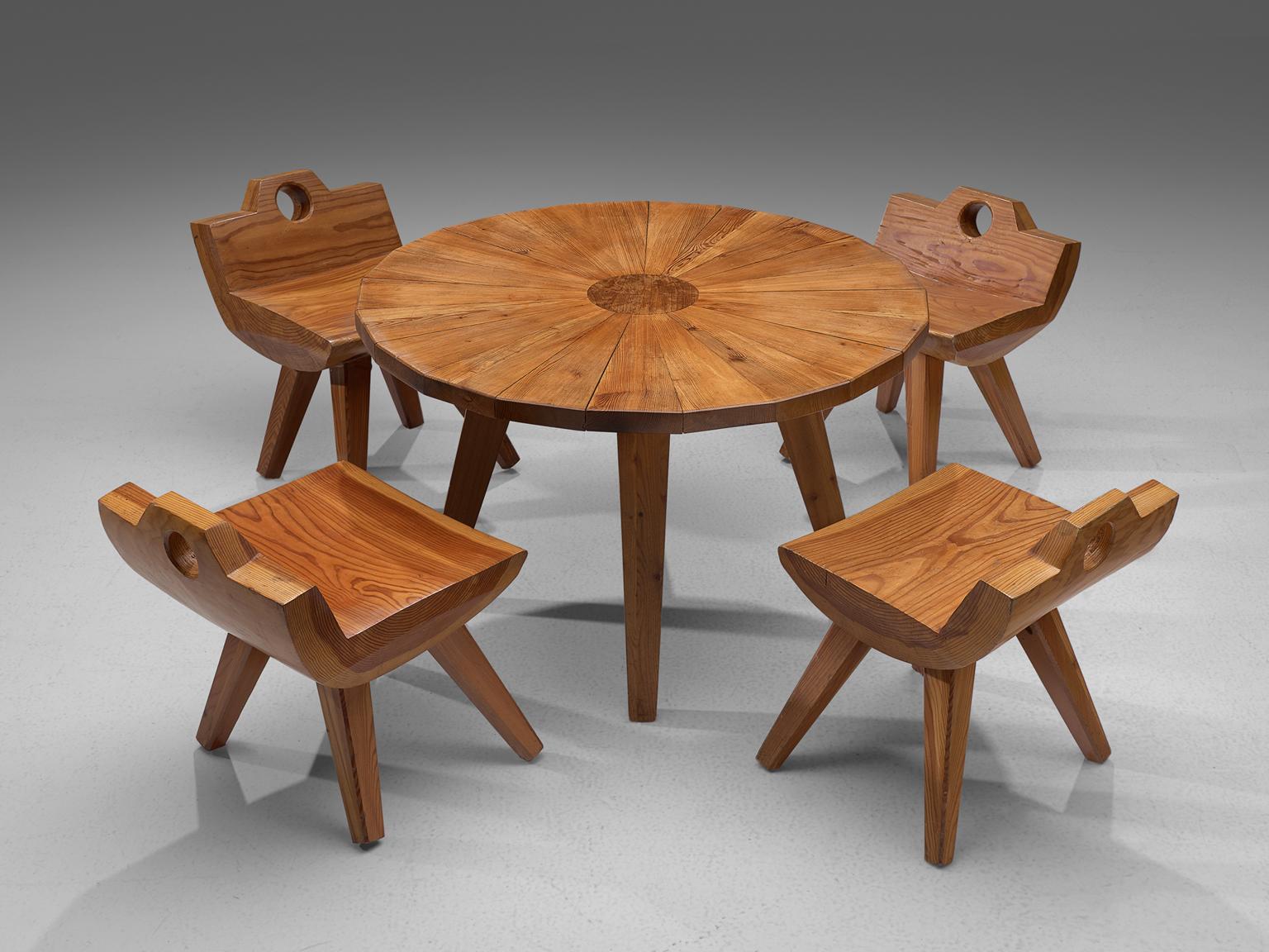 Scandinavian Modern Swedish Set of Stools and Table, 1960s