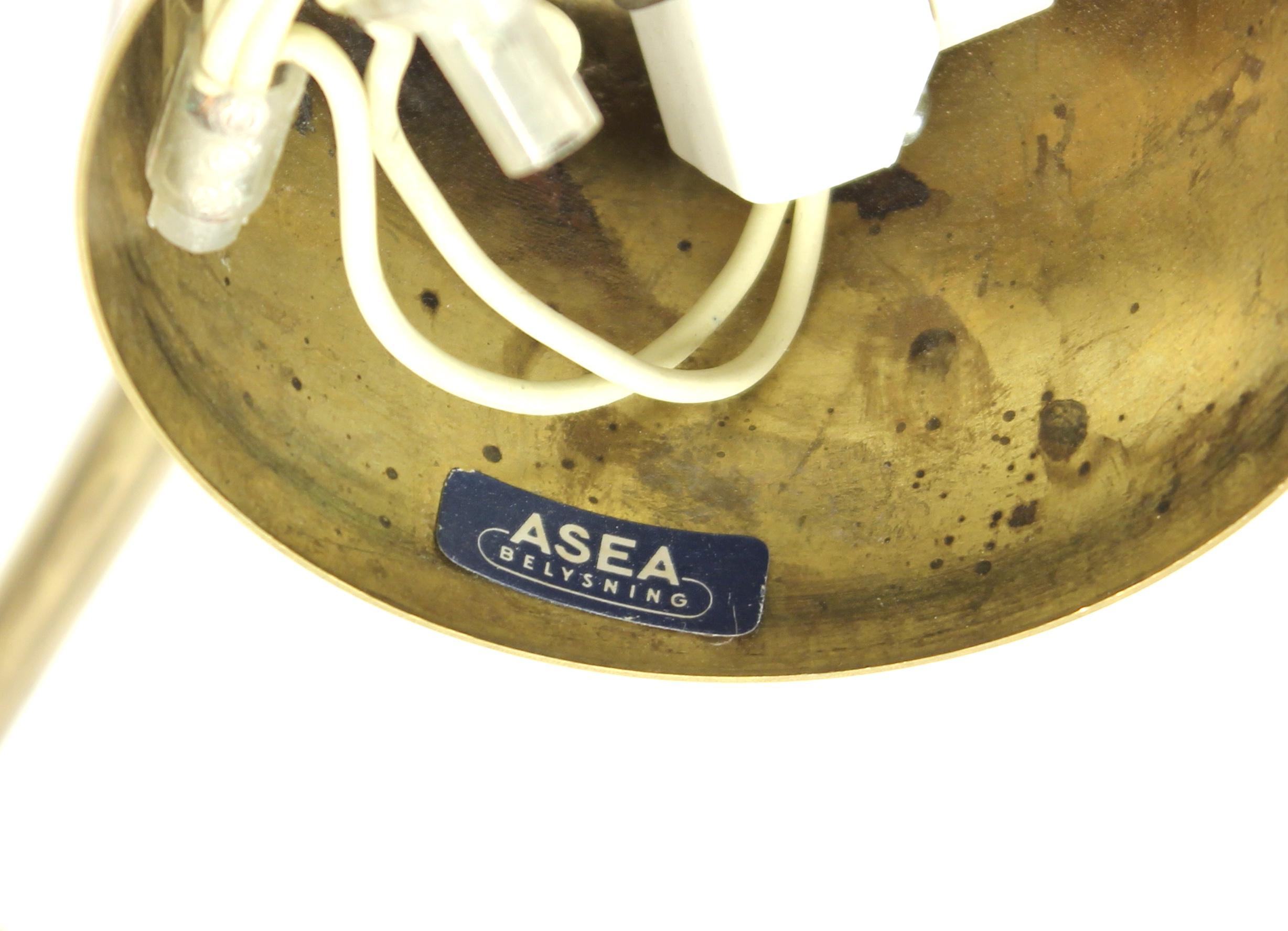 Swedish Seven-Light Brass Ceiling Light by ASEA, 1950s 5