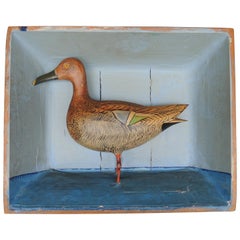 Swedish Shadow Box Diorama with a Hand Carved and Painted Wood Shore Bird