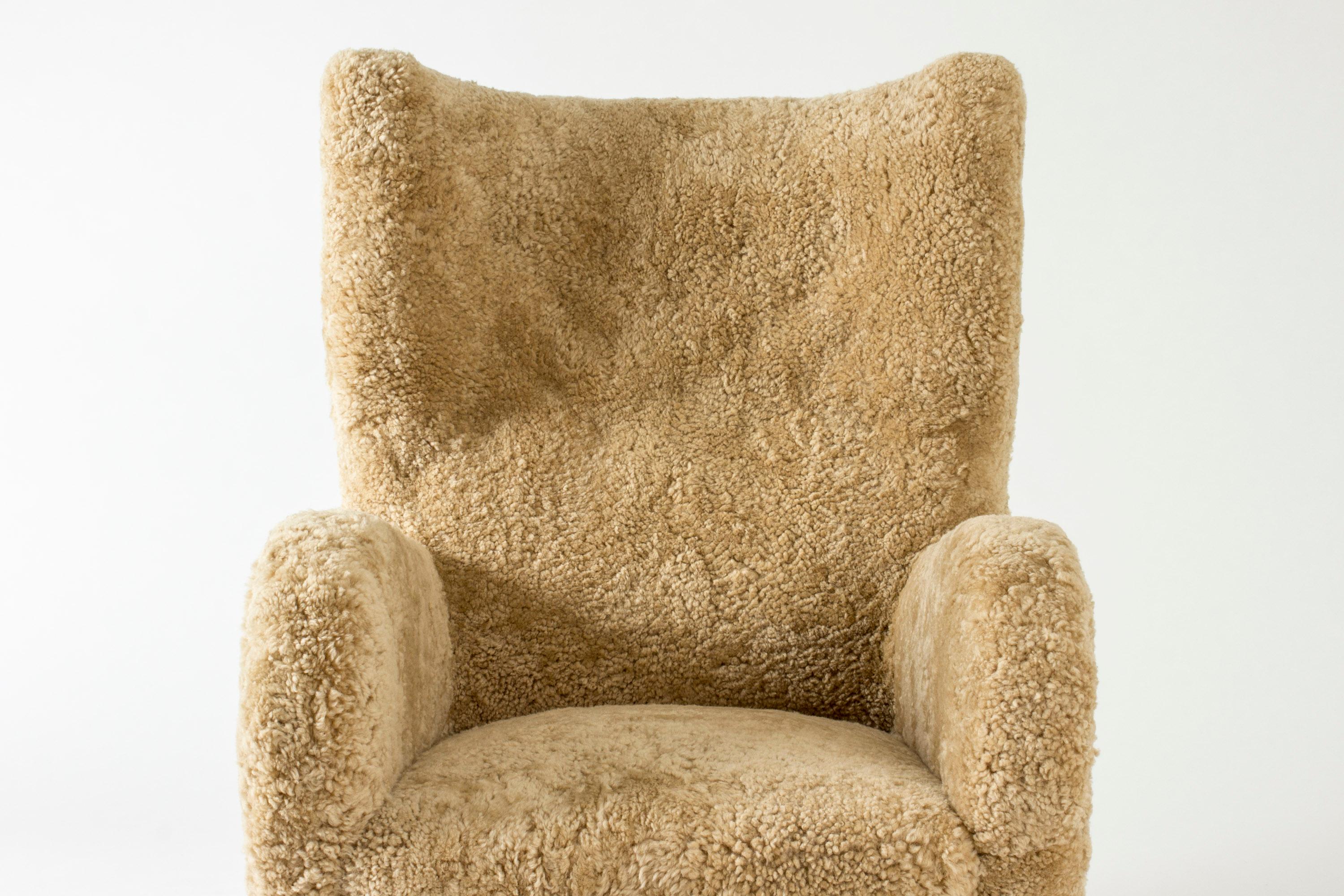 Swedish Sheepskin Lounge Chair, 1930s For Sale 1