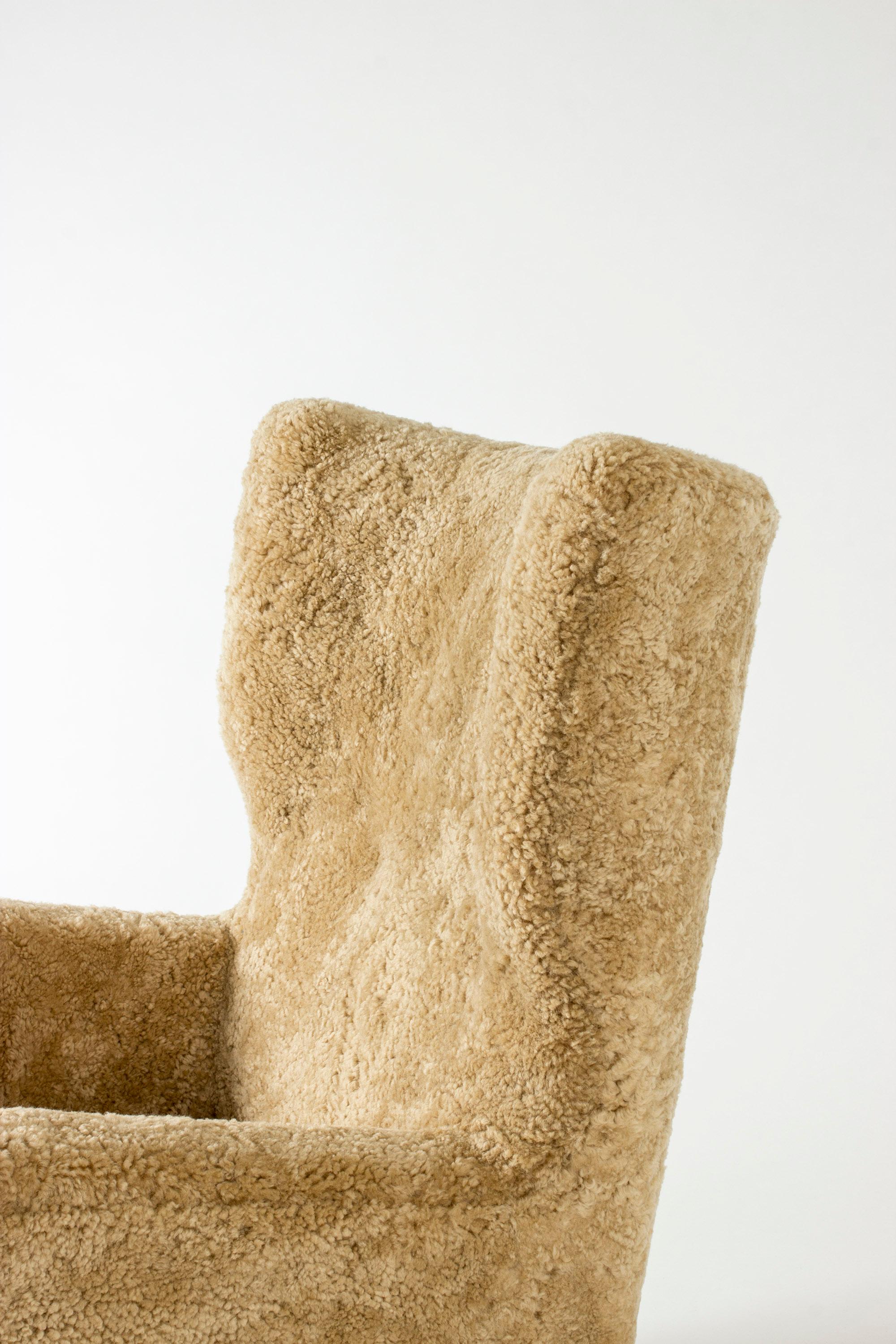 Swedish Sheepskin Lounge Chair, 1930s For Sale 3