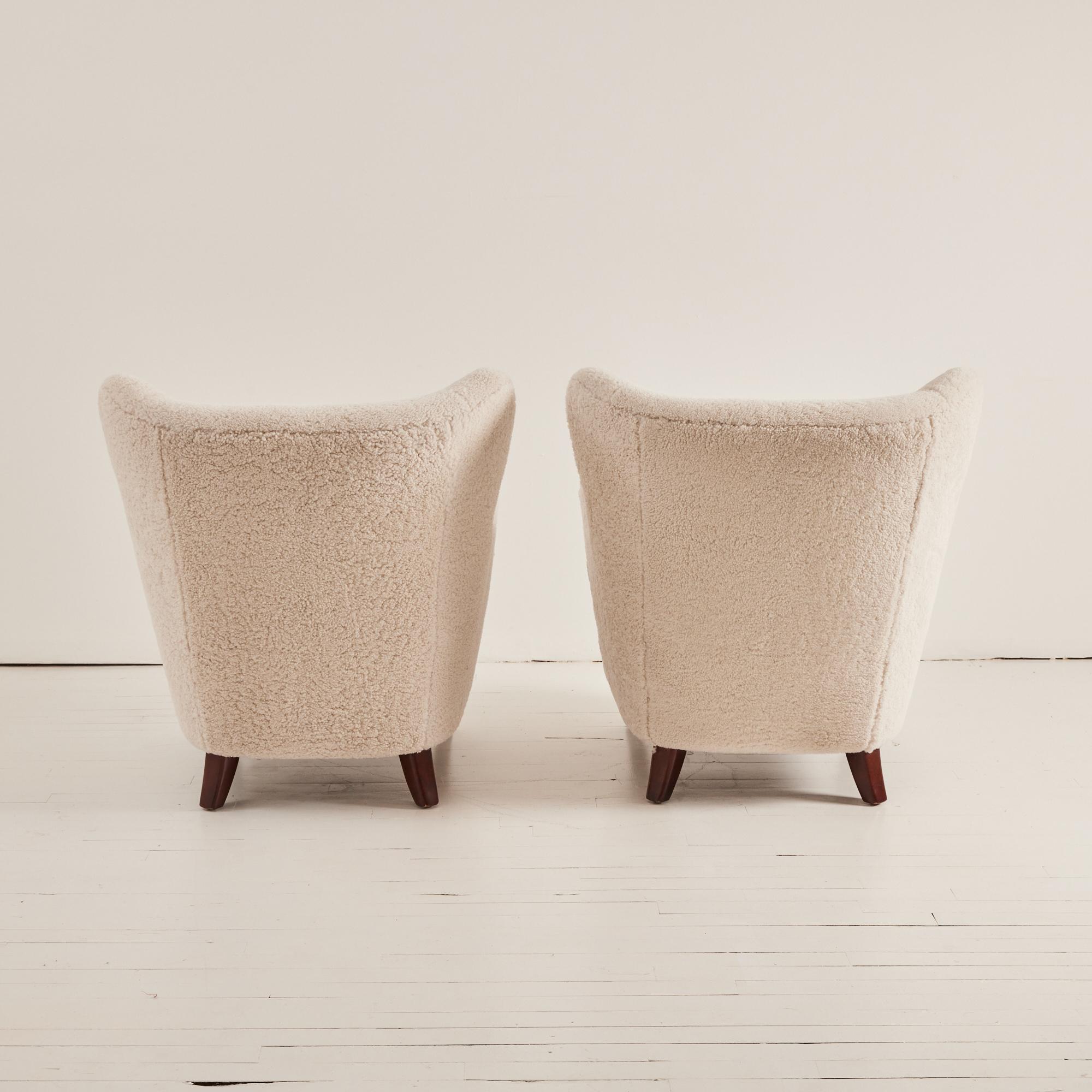 20th Century Swedish Sheepskin Lounge Chairs, 1950s - Set of 2