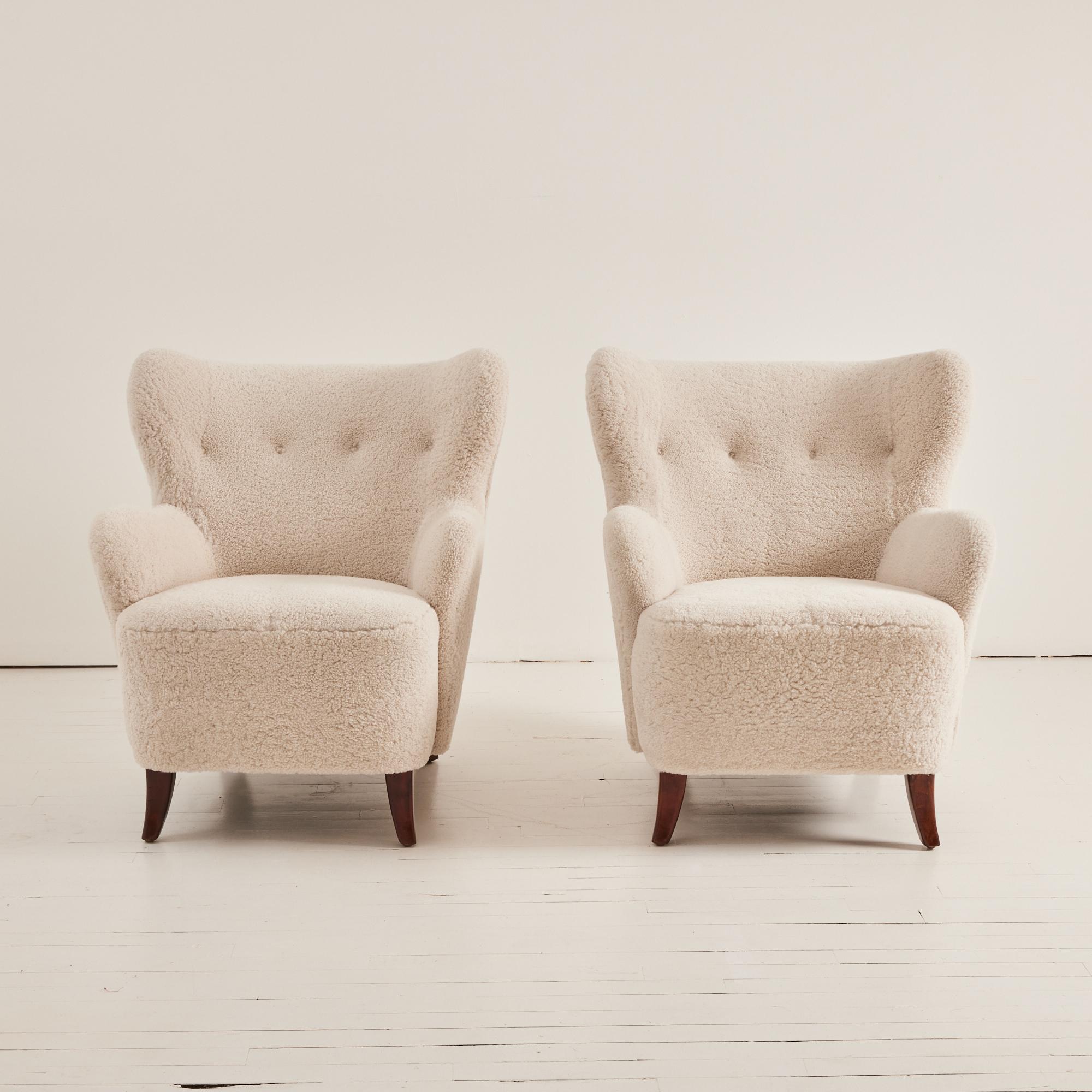 Swedish Sheepskin Lounge Chairs, 1950s - Set of 2 1