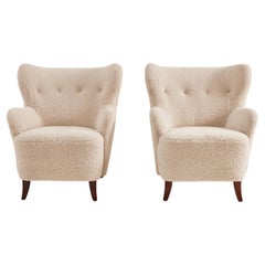 Swedish Sheepskin Lounge Chairs, 1950s - Set of 2