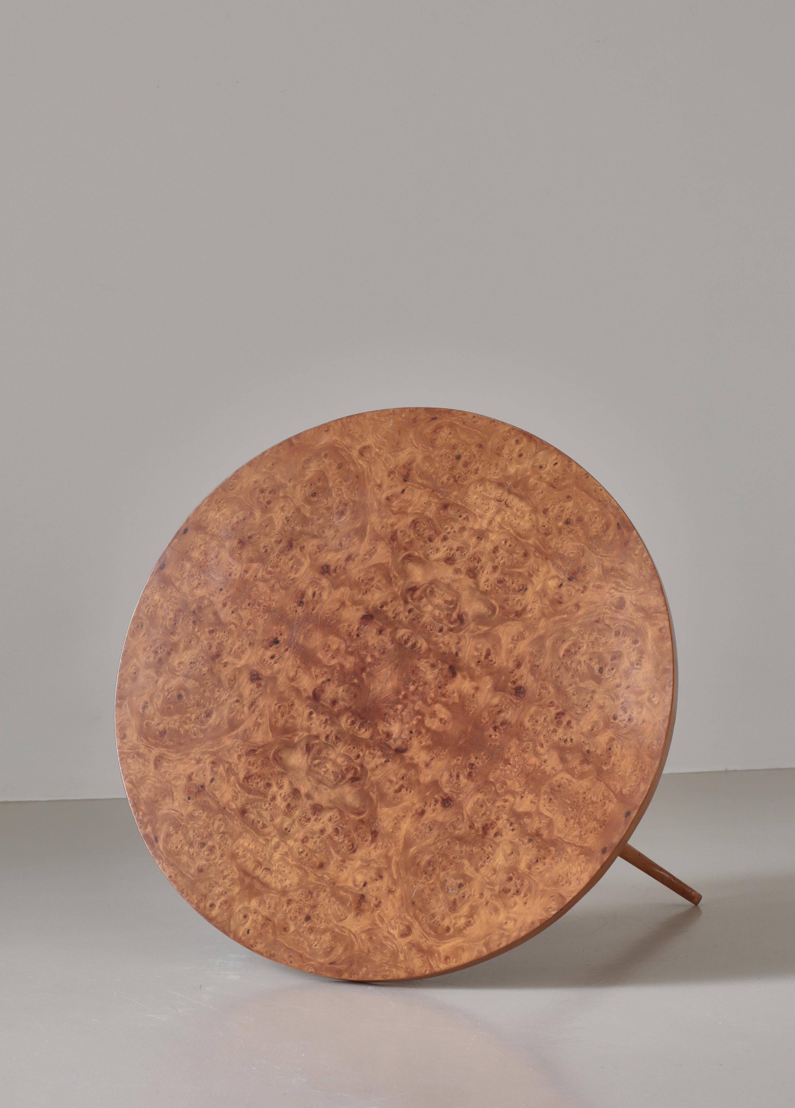 Swedish Side Table by Bertil Söderberg in Burl Wood, Svensk Hemslöjd, 1930s 5