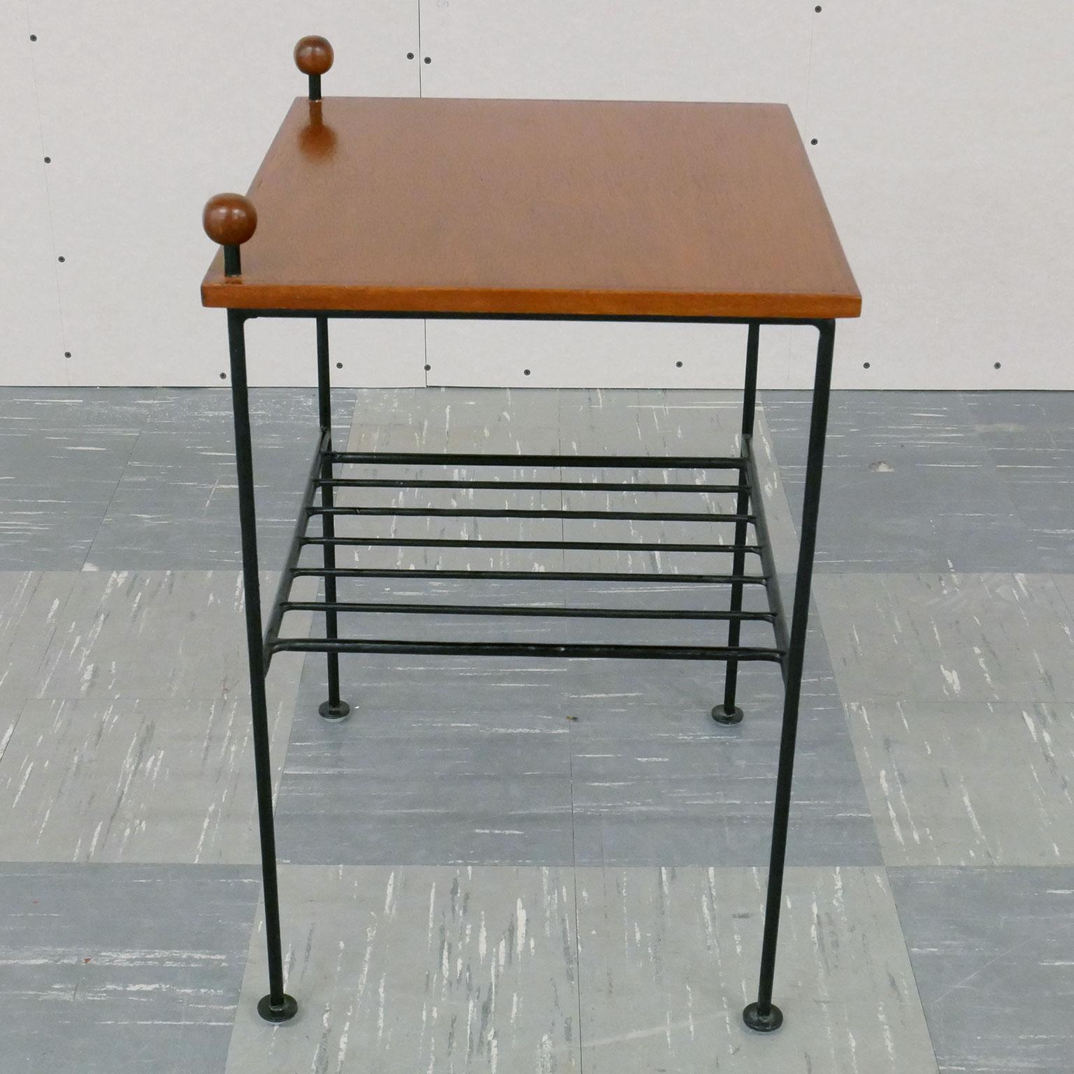Scandinavian Modern Swedish Side Table in Teak and Iron, 1960s For Sale
